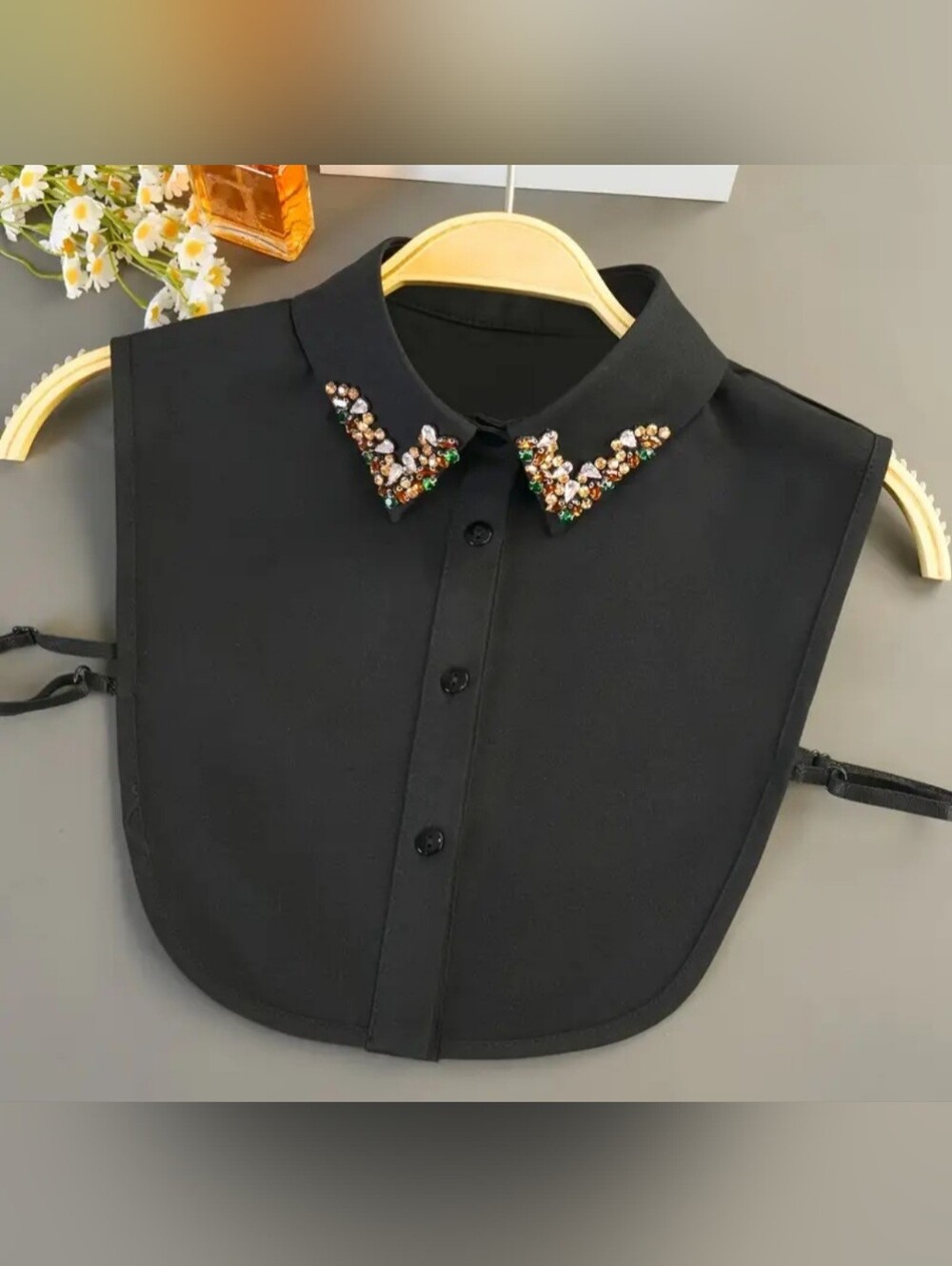 Black Detachable Beaded Collar